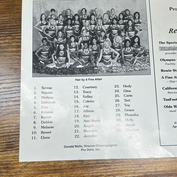 Washington Redskins 1997-1998 Season Redskinettes Autographed  Print - Picture 7 of 8